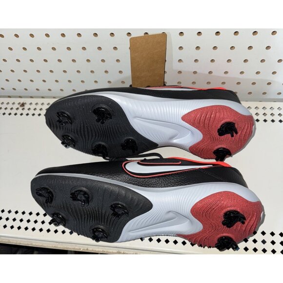 Nike Victory Pro 3 Mens Leather Golf Shoes Spikes Size 10.5 Black Red White - Picture 6 of 8